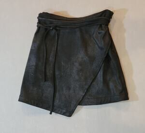 Free People Faux Suede Mini Skirt with Waist Ties - Black - Size 2